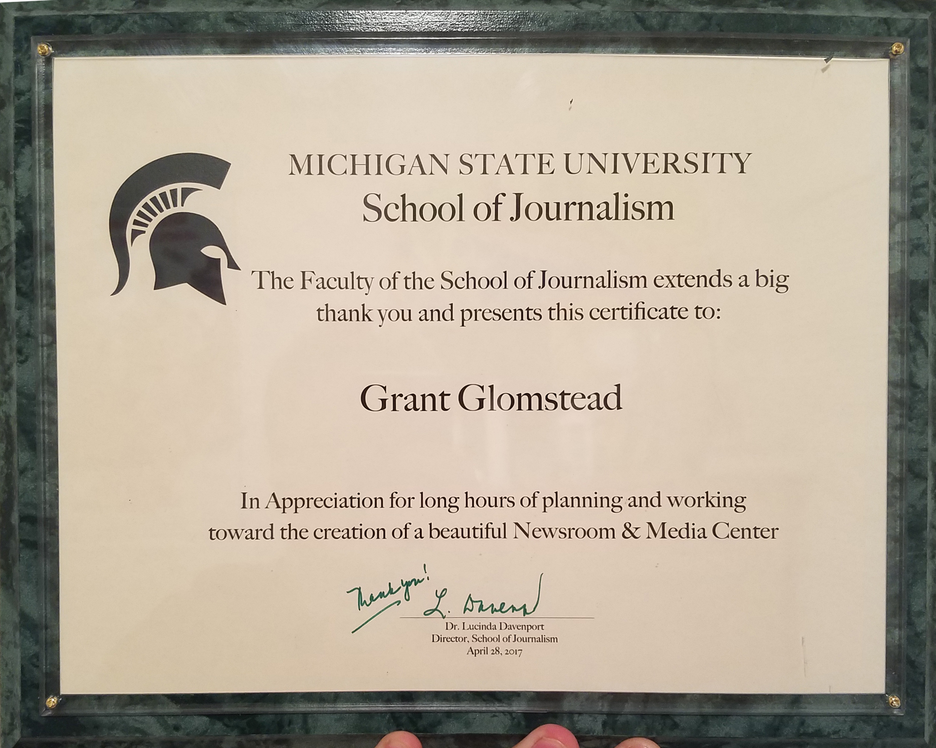 An award I recieved